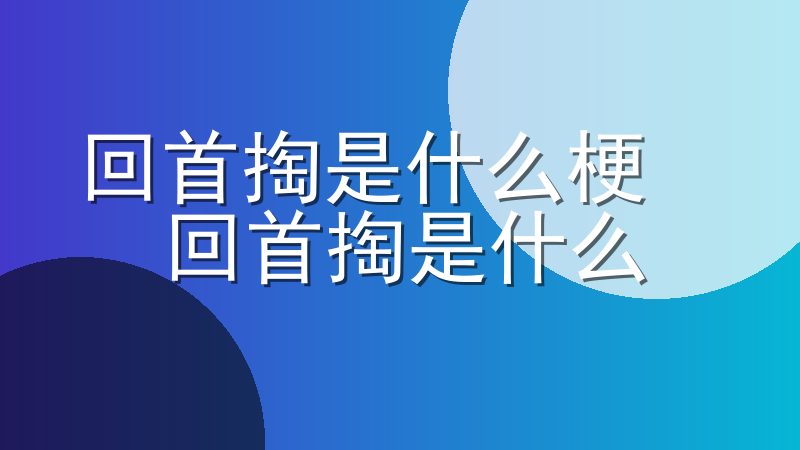 回首掏是什么梗  回首掏是什么